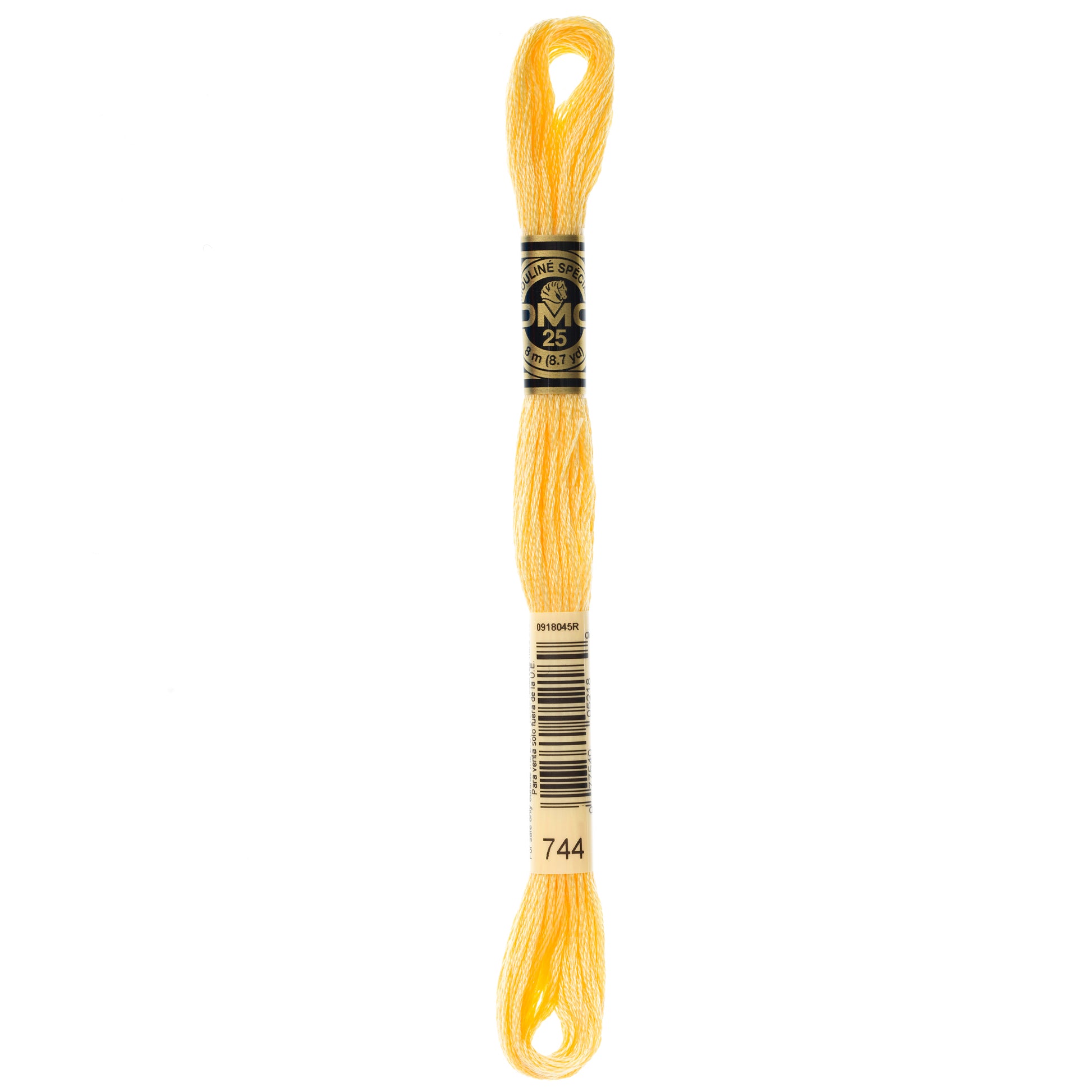 DMC 6 Strand Cotton Embroidery Floss #744 - Yellow Pale-Cross Stitch-DMC Floss-Millennial Fabrics