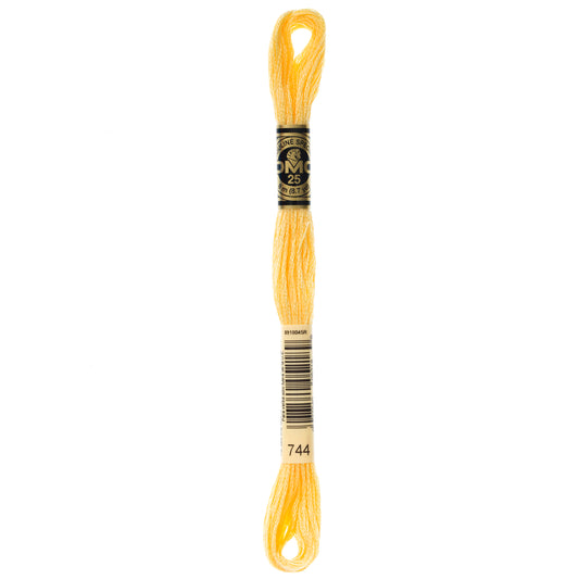 DMC 6 Strand Cotton Embroidery Floss #744 - Yellow Pale-Cross Stitch-DMC Floss-Millennial Fabrics