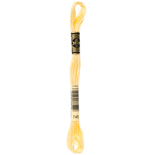 DMC 6 Strand Cotton Embroidery Floss #745 - Yellow Light Pale-Cross Stitch-DMC Floss-Millennial Fabrics