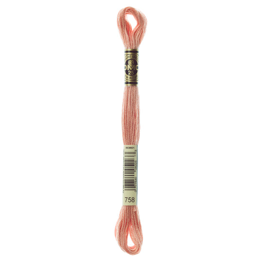 DMC 6 Strand Cotton Embroidery Floss #758 - Terra Cotta Very Light-Cross Stitch-DMC Floss-Millennial Fabrics