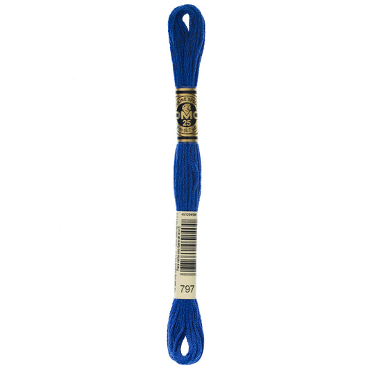 DMC 6 Strand Cotton Embroidery Floss #797 - Royal Blue-Cross Stitch-DMC Floss-Millennial Fabrics