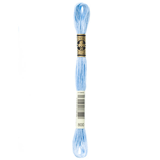 DMC 6 Strand Cotton Embroidery Floss #800 - Delft Blue Pale-Cross Stitch-DMC Floss-Millennial Fabrics