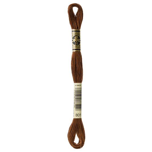 DMC 6 Strand Cotton Embroidery Floss #801 - Coffee Brown Dark-Cross Stitch-DMC Floss-Millennial Fabrics