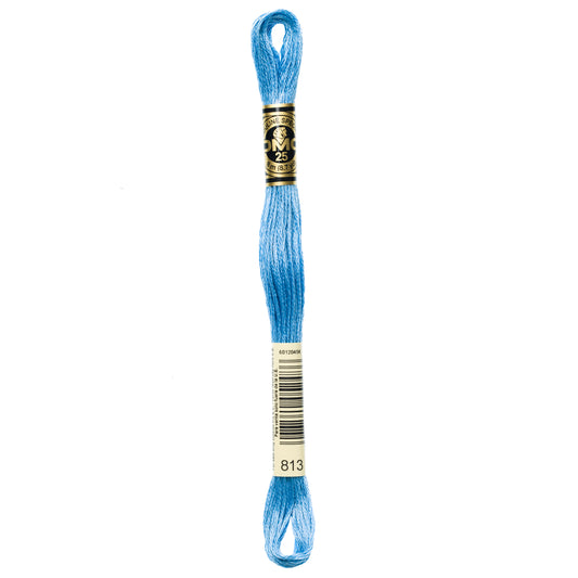 DMC 6 Strand Cotton Embroidery Floss #813 - Blue Light-Cross Stitch-DMC Floss-Millennial Fabrics