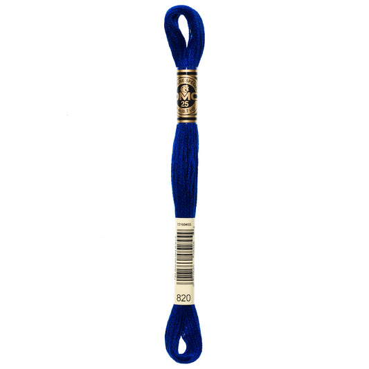 DMC 6 Strand Cotton Embroidery Floss #820 - Royal Blue Very Dark-Cross Stitch-DMC Floss-Millennial Fabrics