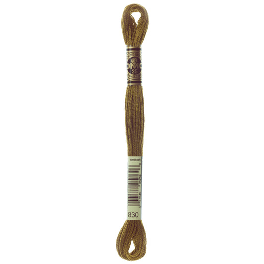 DMC 6 Strand Cotton Embroidery Floss #830 - Golden Olive Dark-Cross Stitch-DMC Floss-Millennial Fabrics