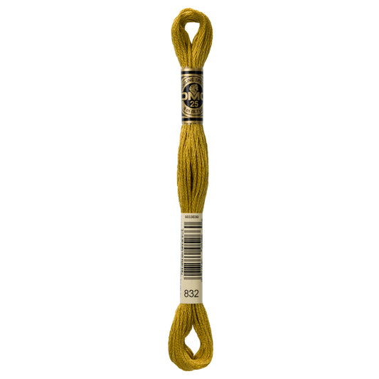 DMC 6 Strand Cotton Embroidery Floss #832 - Golden Olive-Cross Stitch-DMC Floss-Millennial Fabrics