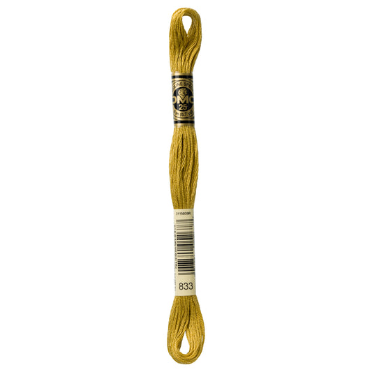 DMC 6 Strand Cotton Embroidery Floss #833 - Golden Olive Light-Cross Stitch-DMC Floss-Millennial Fabrics