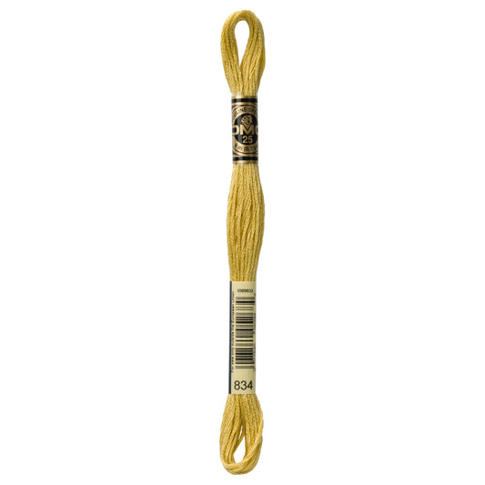 DMC 6 Strand Cotton Embroidery Floss #834 - Golden Olive Very Light-Cross Stitch-DMC Floss-Millennial Fabrics