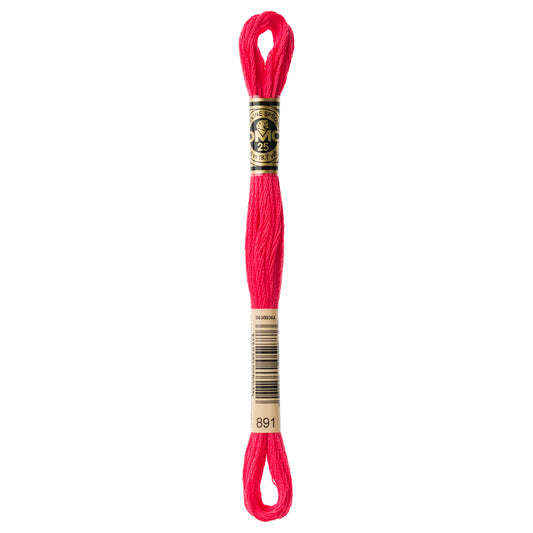 DMC 6 Strand Cotton Embroidery Floss #891 - Carnation Dark-Cross Stitch-DMC Floss-Millennial Fabrics