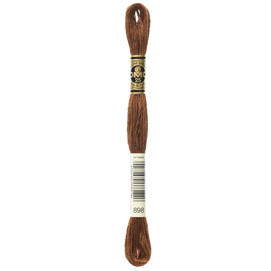 DMC 6 Strand Cotton Embroidery Floss #898 - Coffee Brown Very Dark-Cross Stitch-DMC Floss-Millennial Fabrics