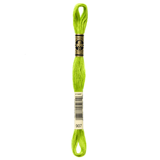 DMC 6 Strand Cotton Embroidery Floss #907 - Parrot Green Light-Cross Stitch-DMC Floss-Millennial Fabrics
