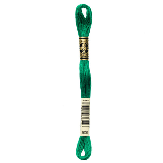 DMC 6 Strand Cotton Embroidery Floss #909 - Emerald Green Very Dark-Cross Stitch-DMC Floss-Millennial Fabrics