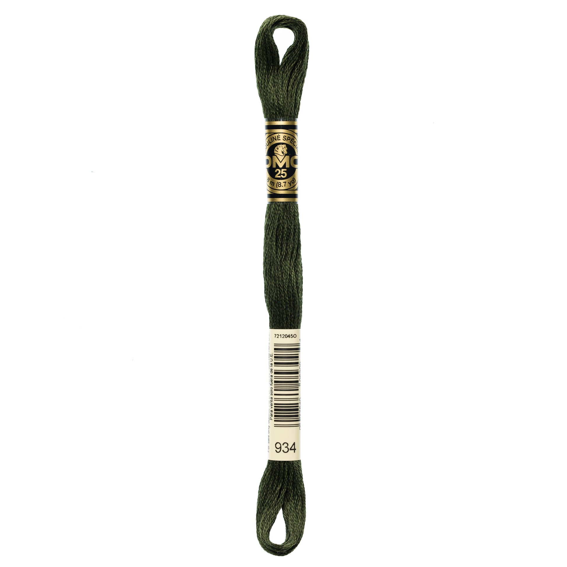 DMC 6 Strand Cotton Embroidery Floss #934 - Avocado Green Black-Cross Stitch-DMC Floss-Millennial Fabrics