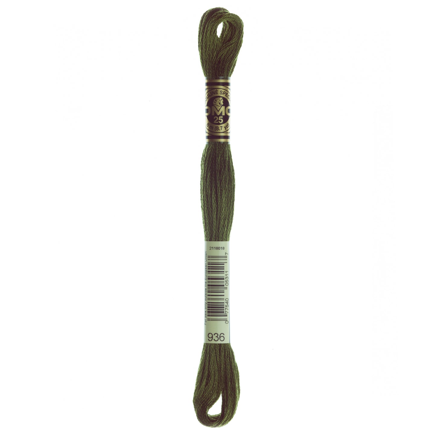 DMC 6 Strand Cotton Embroidery Floss #936 - Avocado Green Very Dark-Cross Stitch-DMC Floss-Millennial Fabrics