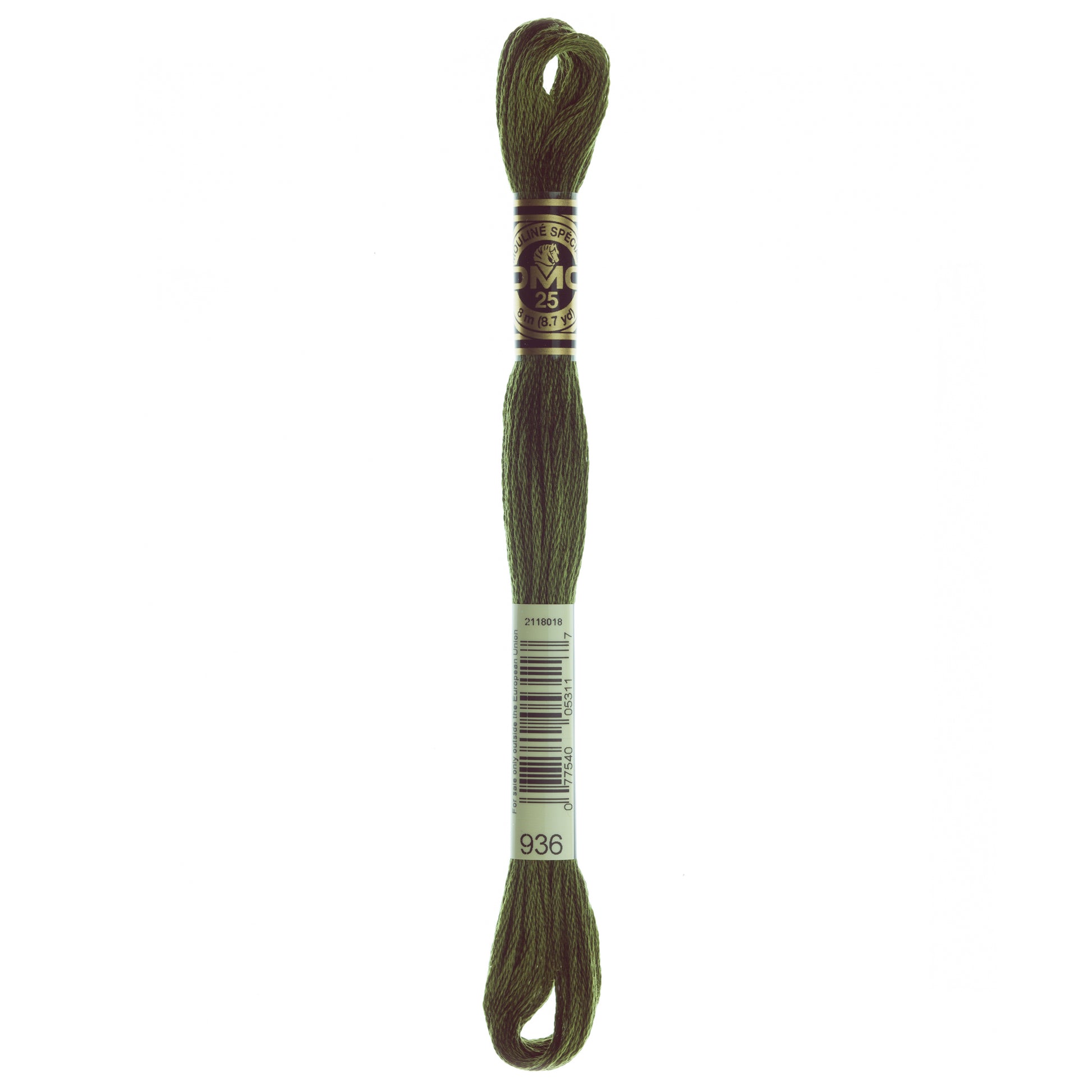 DMC 6 Strand Cotton Embroidery Floss #936 - Avocado Green Very Dark-Cross Stitch-DMC Floss-Millennial Fabrics