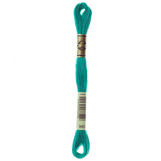 DMC 6 Strand Cotton Embroidery Floss #943 - Aquamarine Medium-Cross Stitch-DMC Floss-Millennial Fabrics