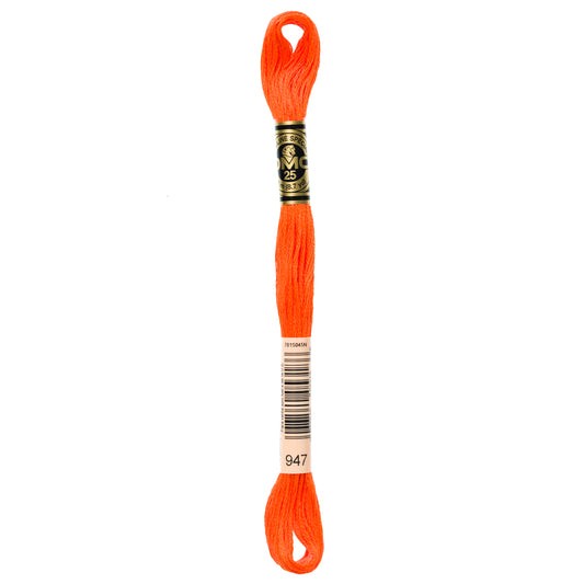 DMC 6 Strand Cotton Embroidery Floss #947 - Burnt Orange-Cross Stitch-DMC Floss-Millennial Fabrics