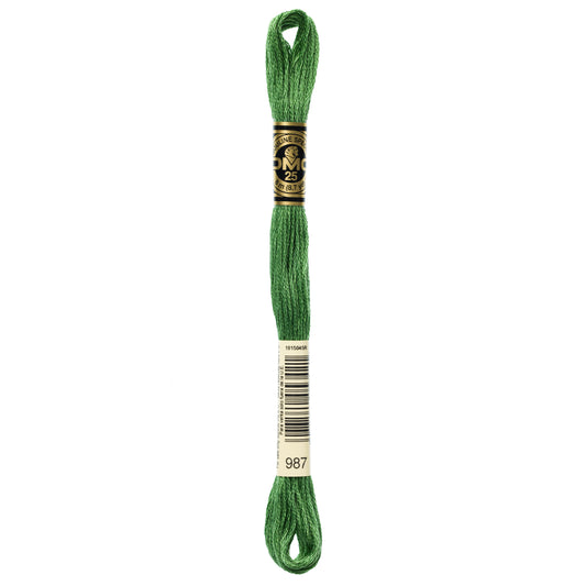 DMC 6 Strand Cotton Embroidery Floss #987 - Forest Green Dark-Cross Stitch-DMC Floss-Millennial Fabrics