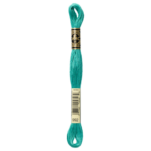 DMC 6 Strand Cotton Embroidery Floss #992 - Aquamarine Light-Cross Stitch-DMC Floss-Millennial Fabrics