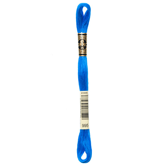 DMC 6 Strand Cotton Embroidery Floss #995 - Electric Blue Dark-Cross Stitch-DMC Floss-Millennial Fabrics
