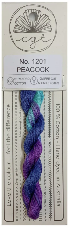 1201 Peacock | 6 Strand Embroidery Floss by Cottage Garden Threads