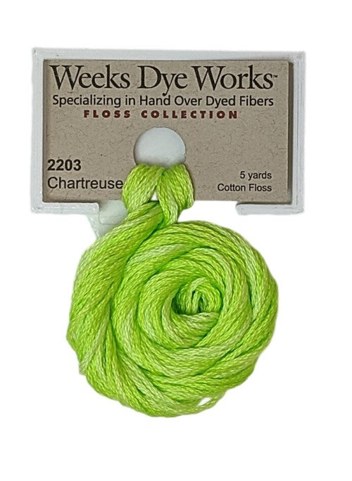 2203 Chartreuse | Weeks Dye Works 6 Strand Floss-Cross Stitch-Weeks Dye Works-Millennial Fabrics