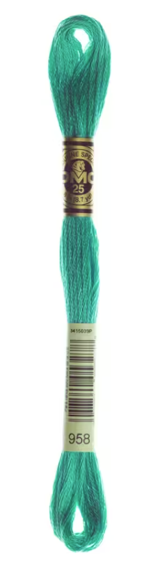 DMC 6 Strand Cotton Embroidery Floss #958 - Dark Sea Green-Cross Stitch-DMC Floss-Millennial Fabrics