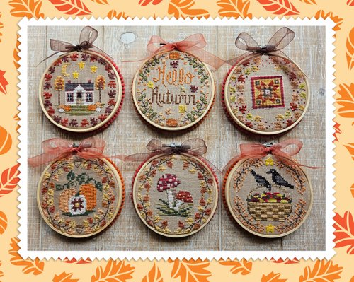 ✓ Autumn Mini Rounds by Waxing Moon Designs-Cross Stitch-Waxing Moon Designs-Millennial Fabrics
