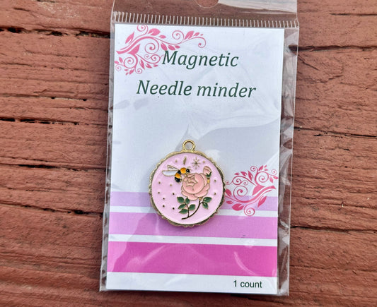 Enamel Needle Minder- Bumble bee on rose