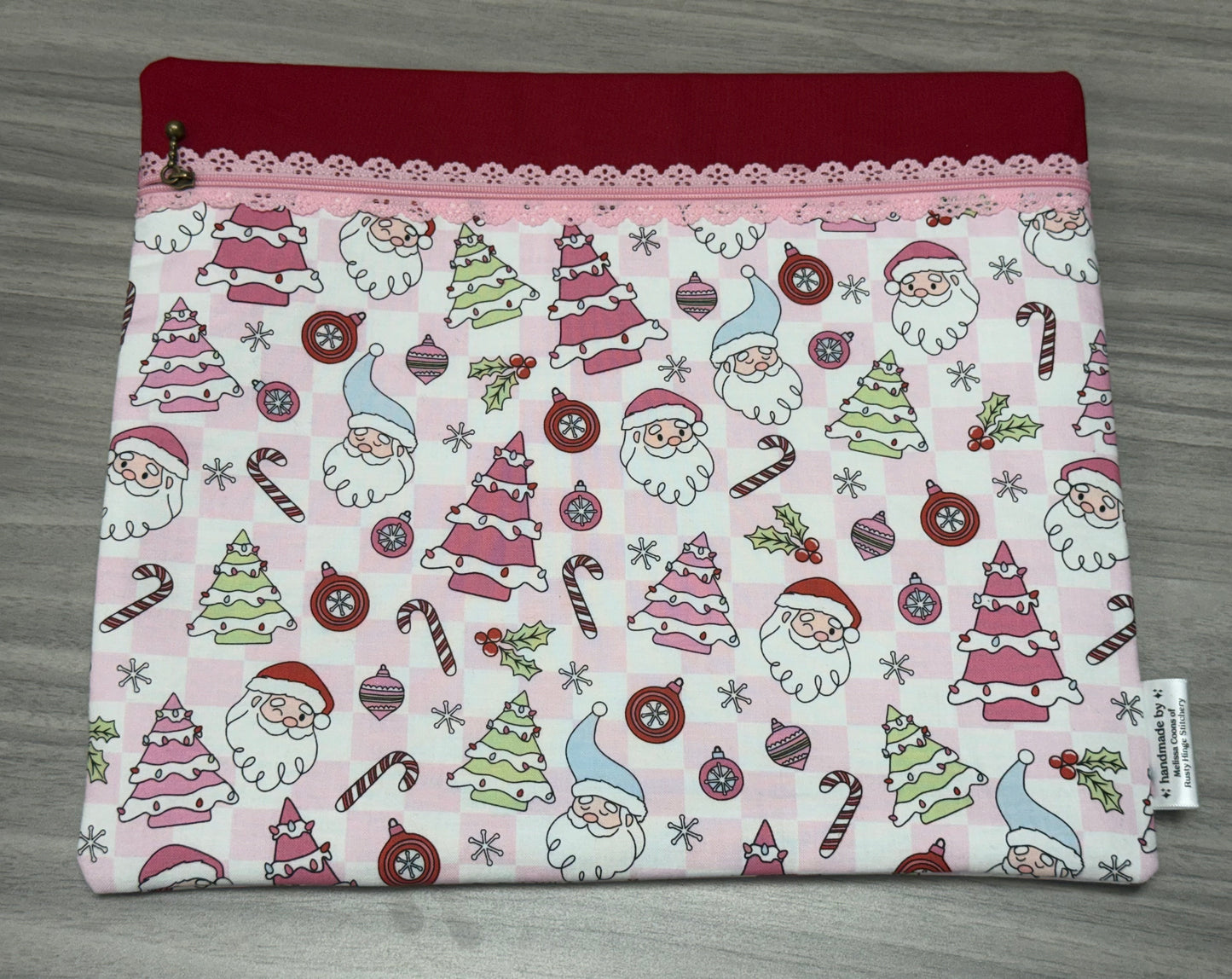 Pink Santa Traditional Project Bag-Millennial Fabrics-Millennial Fabrics