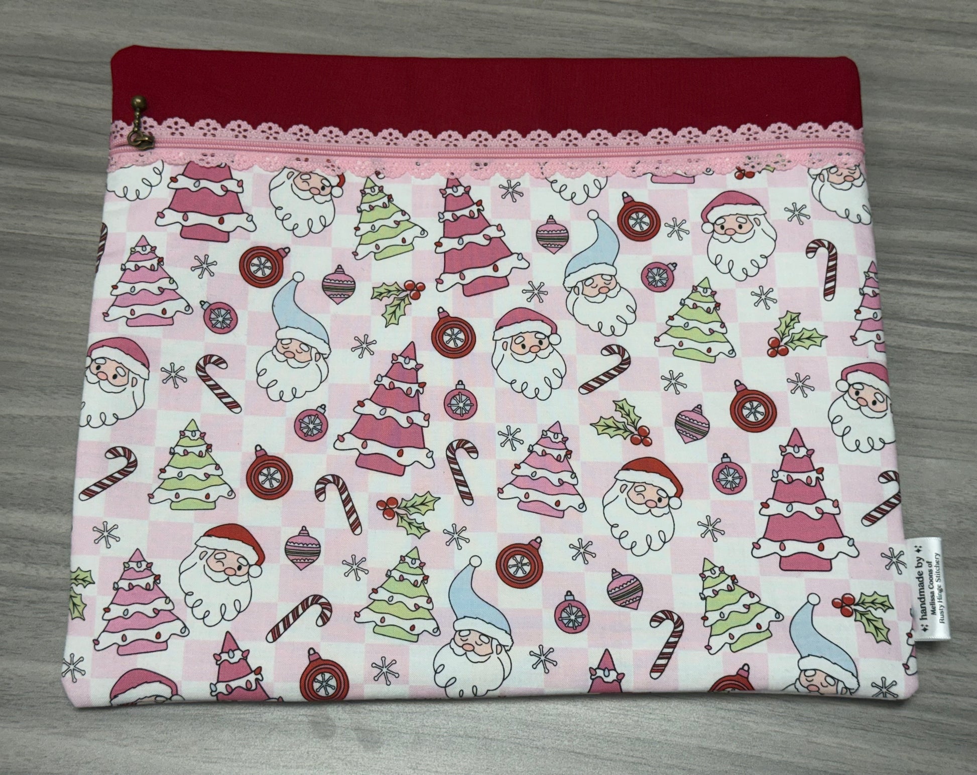 Pink Santa Traditional Project Bag-Millennial Fabrics-Millennial Fabrics