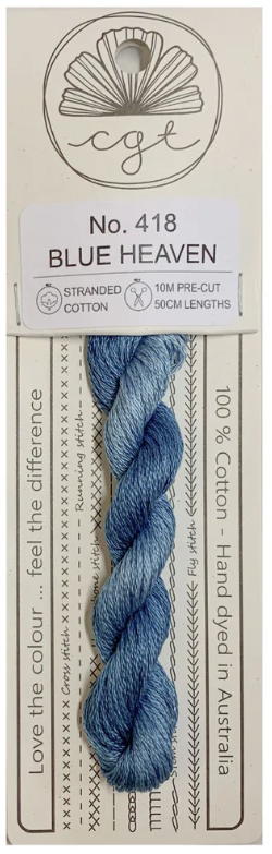 418 Blue Heaven | 6 Strand Embroidery Floss by Cottage Garden Threads