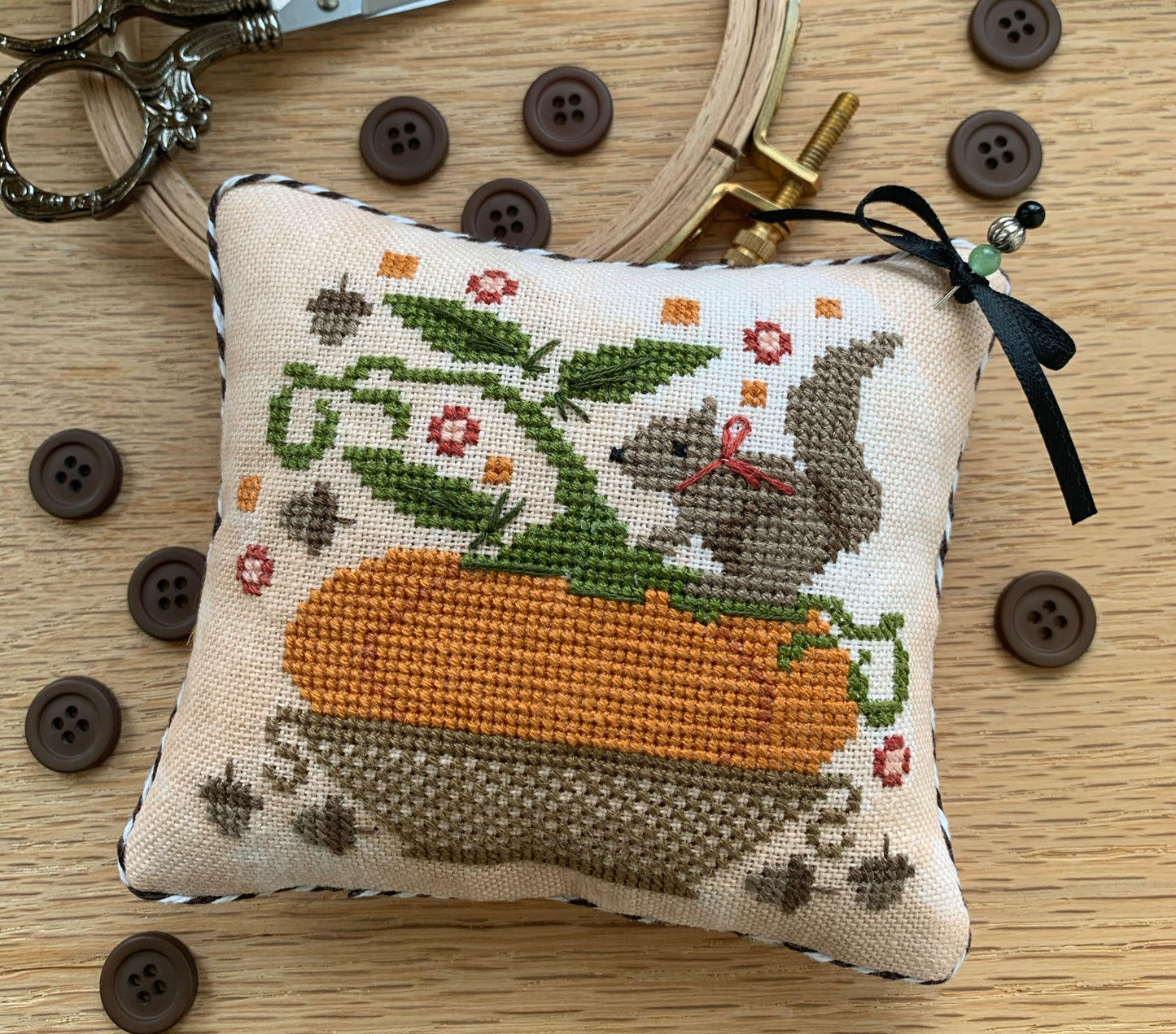 *Preorder* Pumpkin Basket Pinkeep by Stitches by Ethel