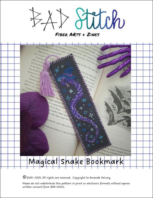 Magical Snake Bookmark by BAD Stitch Needlework