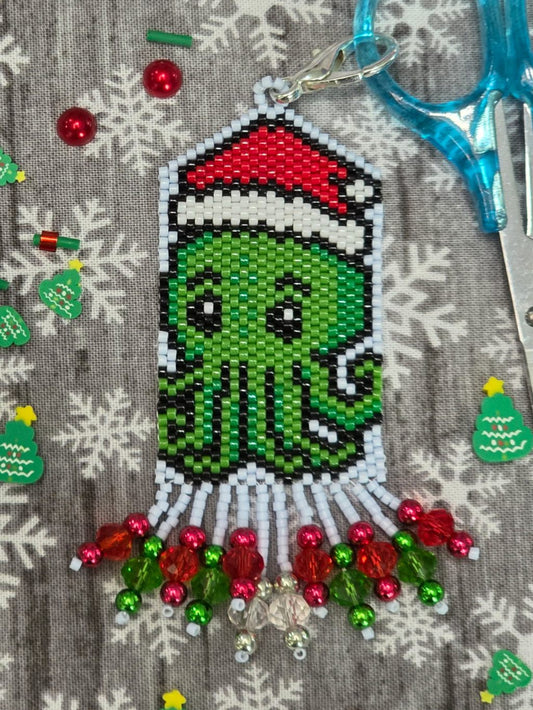 ✓ Cth-Yule-lu Beaded Scissor Fob Kit by Ghost Boy Needleworks-Cross Stitch-Ghost Boy Needleworks-Millennial Fabrics