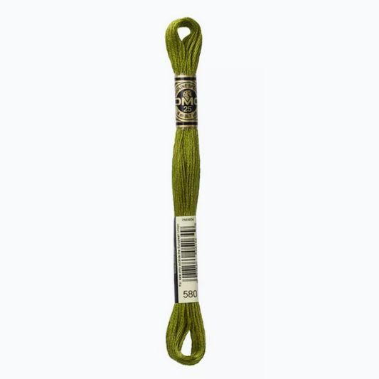 DMC 6 Strand Cotton Embroidery Floss #580 - Moss Green Dark