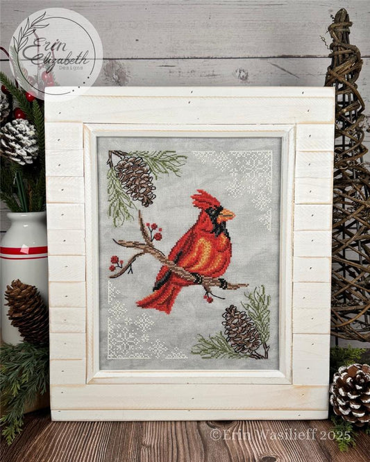 ✓ Birds In Nature Cardinal by Erin Elizabeth Designs-Cross Stitch-Erin Elizabeth Designs-Millennial Fabrics