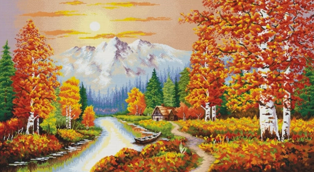 (No-Count Cross Stitch Kit) A Flaming Sunset by Needleart World