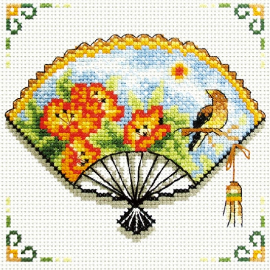 (No-Count Cross Stitch Kit) Nasturtium Fan by Needleart World