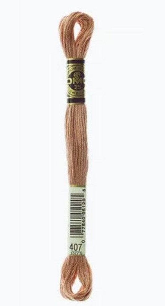 DMC 6 Strand Cotton Embroidery Floss #407 - Desert Sand Dark-Cross Stitch-DMC Floss-Millennial Fabrics