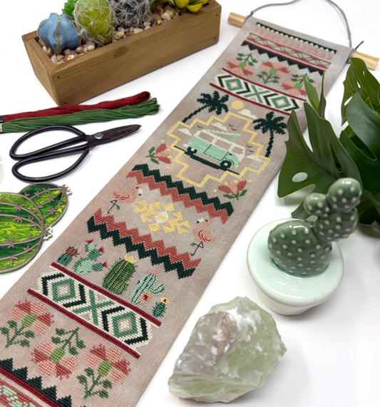 Cactus and Caravan Bell Pull by Tiny Modernist