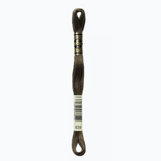 DMC 6 Strand Cotton Embroidery Floss #839 - Beige Brown Dark