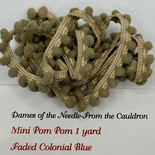 "Faded Colonial Blue" Mini Pom Pom Trim by Dames of the Needle
