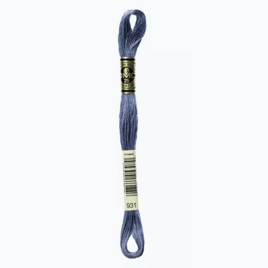 DMC 6 Strand Cotton Embroidery Floss #931 - Antique Blue Medium