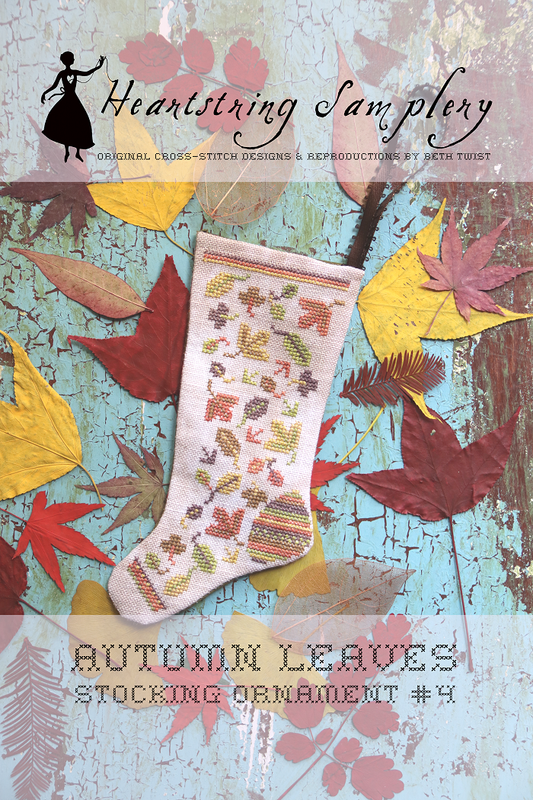 *PREORDER* Autumn Leaves Stocking Ornament by Heartstring Samplery for Needlework Marketplace