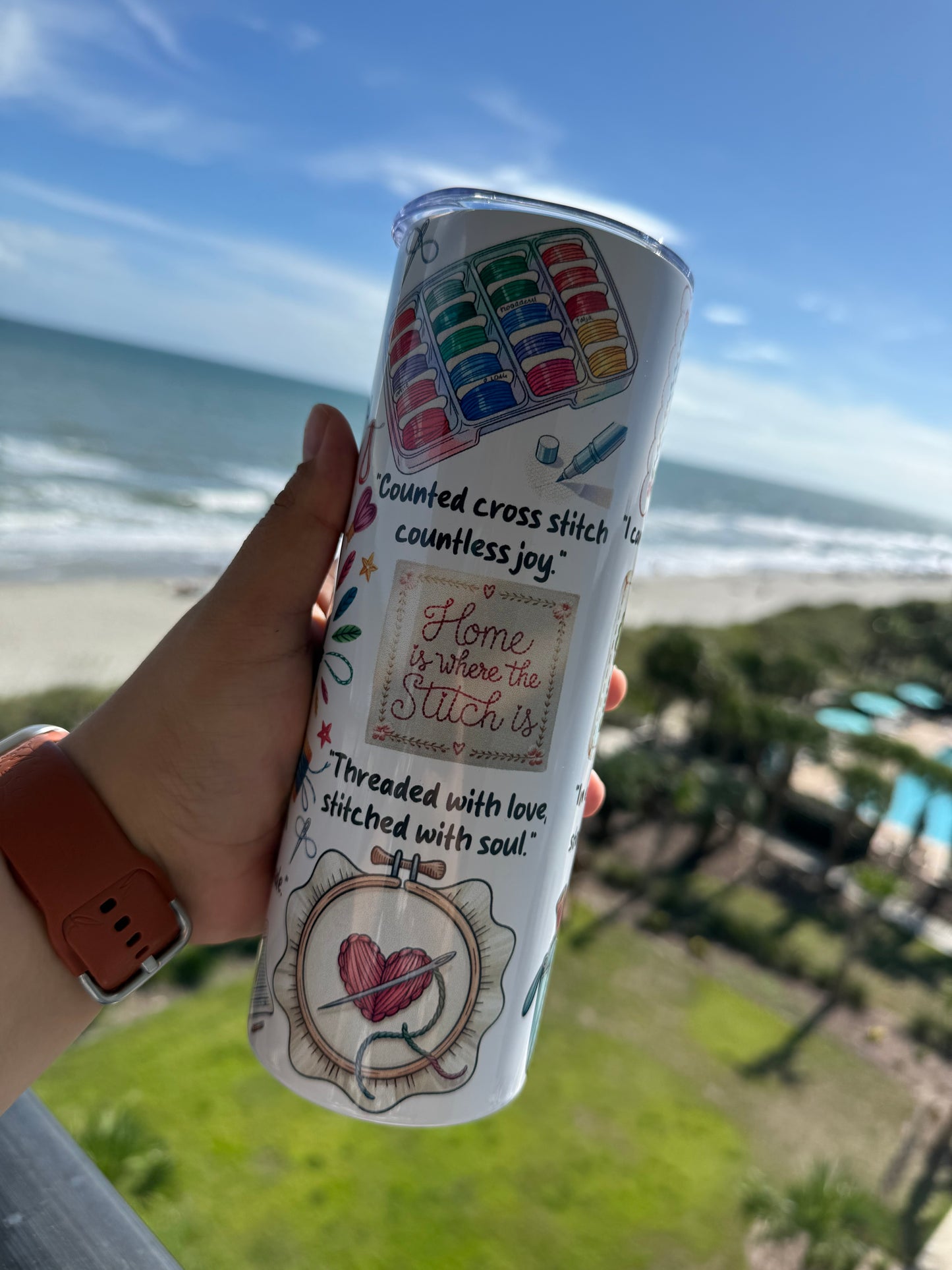Cross Stitch Life Tumbler by The Pink Giraffe