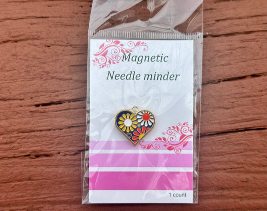 Enamel Needle Minder- Heart with Flowers