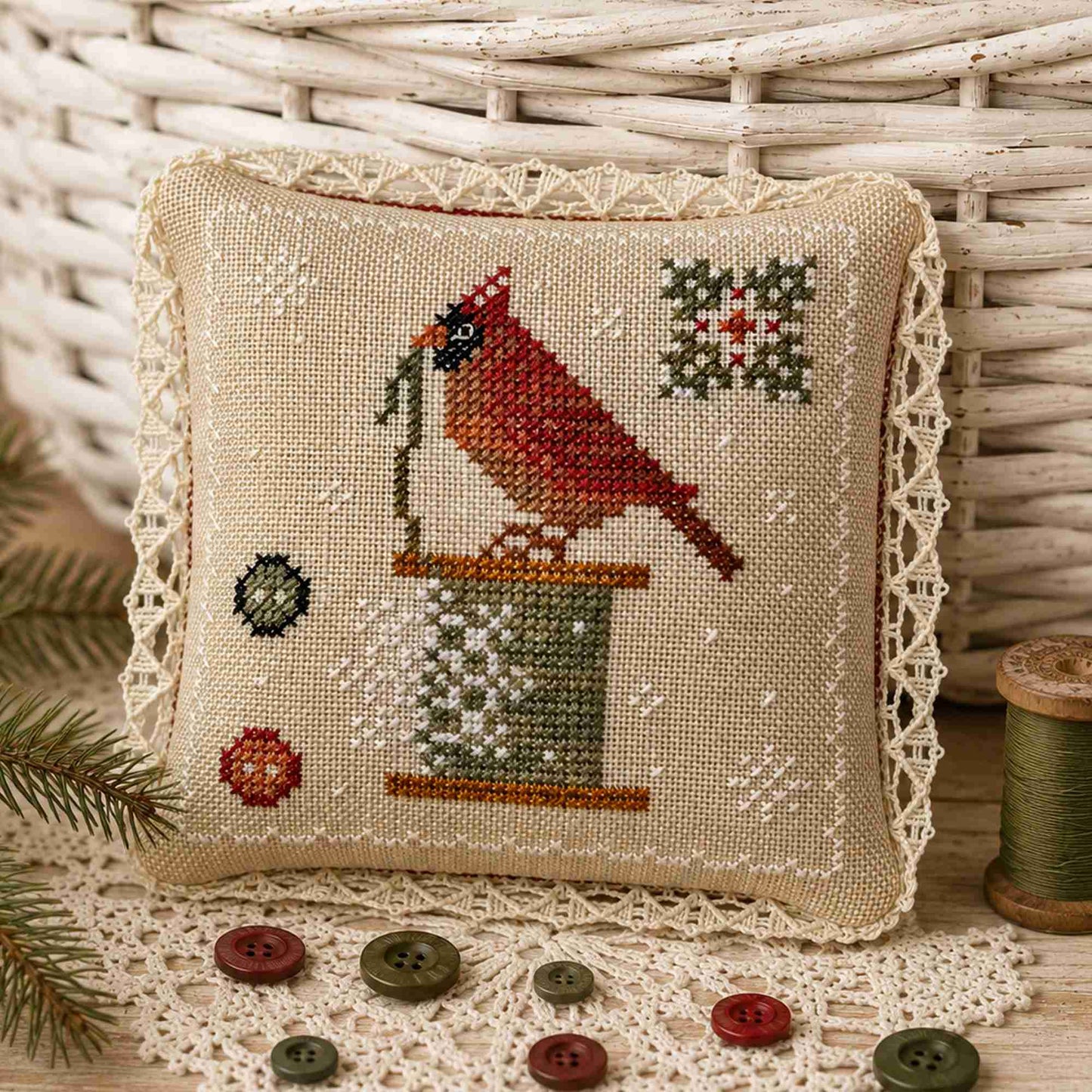 *Preorder* Cardinal's Winter Perch by StitchyPrincess