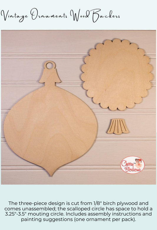 *PREORDER* Vintage Ornament Wood Backer Set by Cherry Blossoms for Needlework Marketplace